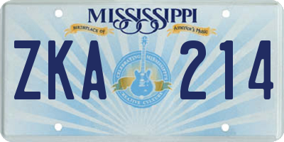 MS license plate ZKA214