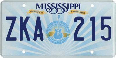 MS license plate ZKA215