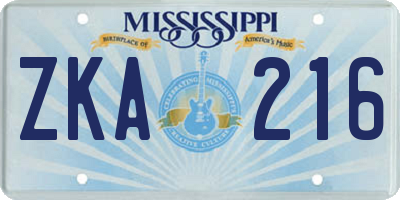 MS license plate ZKA216