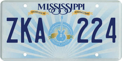 MS license plate ZKA224