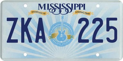 MS license plate ZKA225