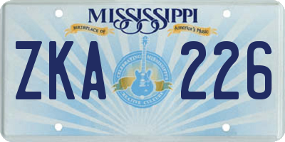 MS license plate ZKA226
