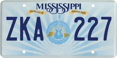 MS license plate ZKA227