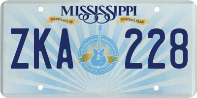 MS license plate ZKA228