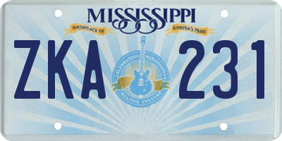 MS license plate ZKA231