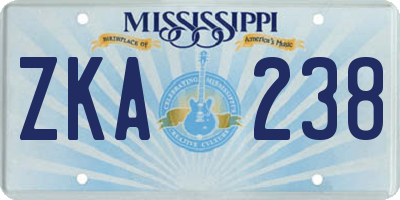 MS license plate ZKA238