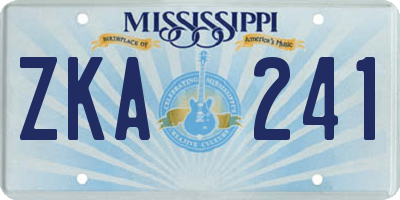 MS license plate ZKA241