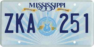 MS license plate ZKA251