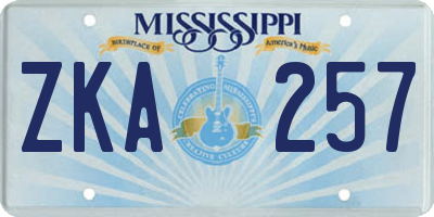 MS license plate ZKA257