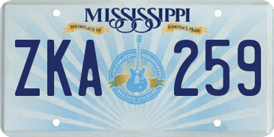 MS license plate ZKA259