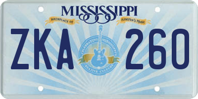 MS license plate ZKA260