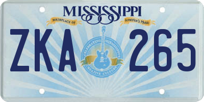 MS license plate ZKA265