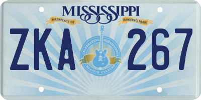 MS license plate ZKA267