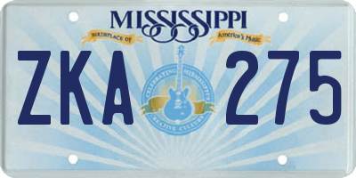 MS license plate ZKA275