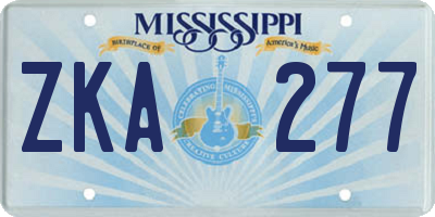 MS license plate ZKA277