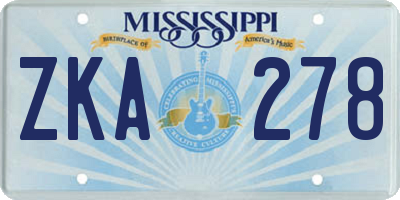 MS license plate ZKA278