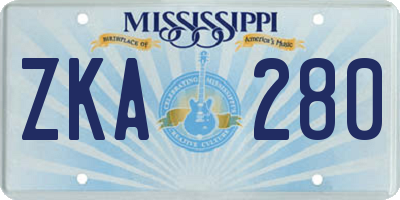 MS license plate ZKA280
