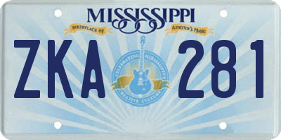 MS license plate ZKA281