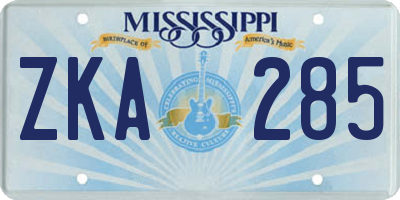 MS license plate ZKA285