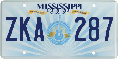 MS license plate ZKA287