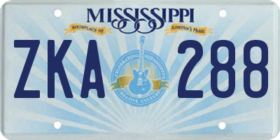 MS license plate ZKA288
