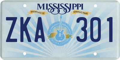 MS license plate ZKA301