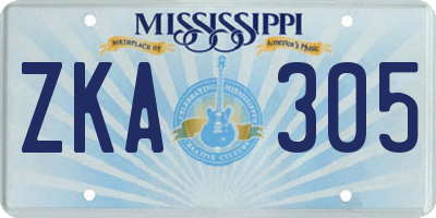 MS license plate ZKA305