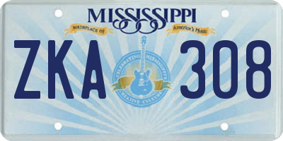 MS license plate ZKA308