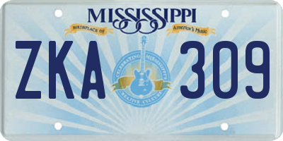 MS license plate ZKA309