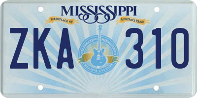 MS license plate ZKA310