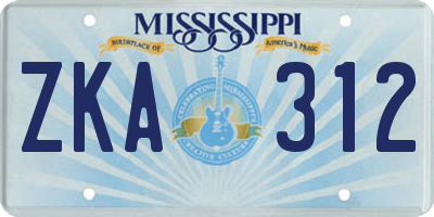 MS license plate ZKA312