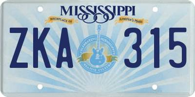 MS license plate ZKA315