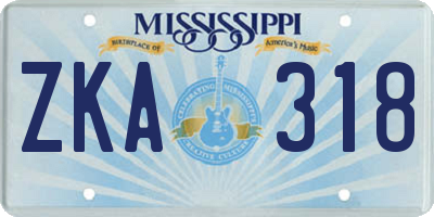 MS license plate ZKA318