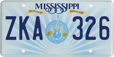 MS license plate ZKA326
