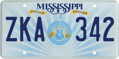 MS license plate ZKA342