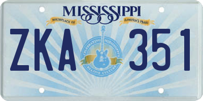 MS license plate ZKA351