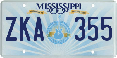 MS license plate ZKA355