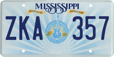 MS license plate ZKA357