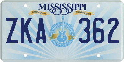 MS license plate ZKA362