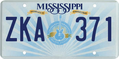 MS license plate ZKA371