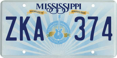 MS license plate ZKA374