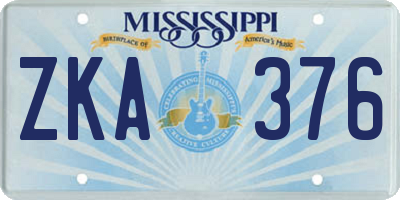 MS license plate ZKA376