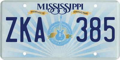 MS license plate ZKA385