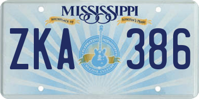 MS license plate ZKA386