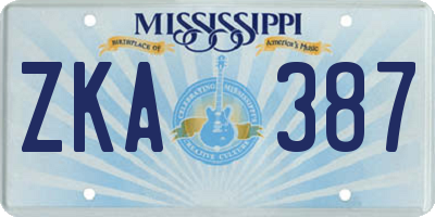 MS license plate ZKA387