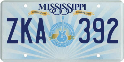 MS license plate ZKA392