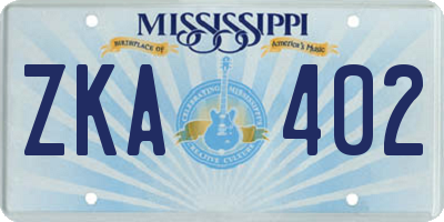 MS license plate ZKA402
