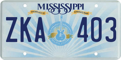 MS license plate ZKA403