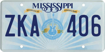 MS license plate ZKA406