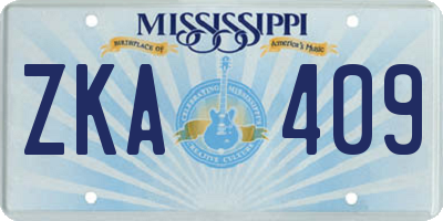 MS license plate ZKA409
